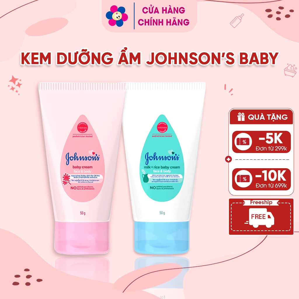  Kem Dưỡng Ẩm Johnson Baby  50g  - Lành Tính - Tự Nhiên - Dưỡng Ẩm - Chống Nứt Nẻ - Da Mịn Màng 
