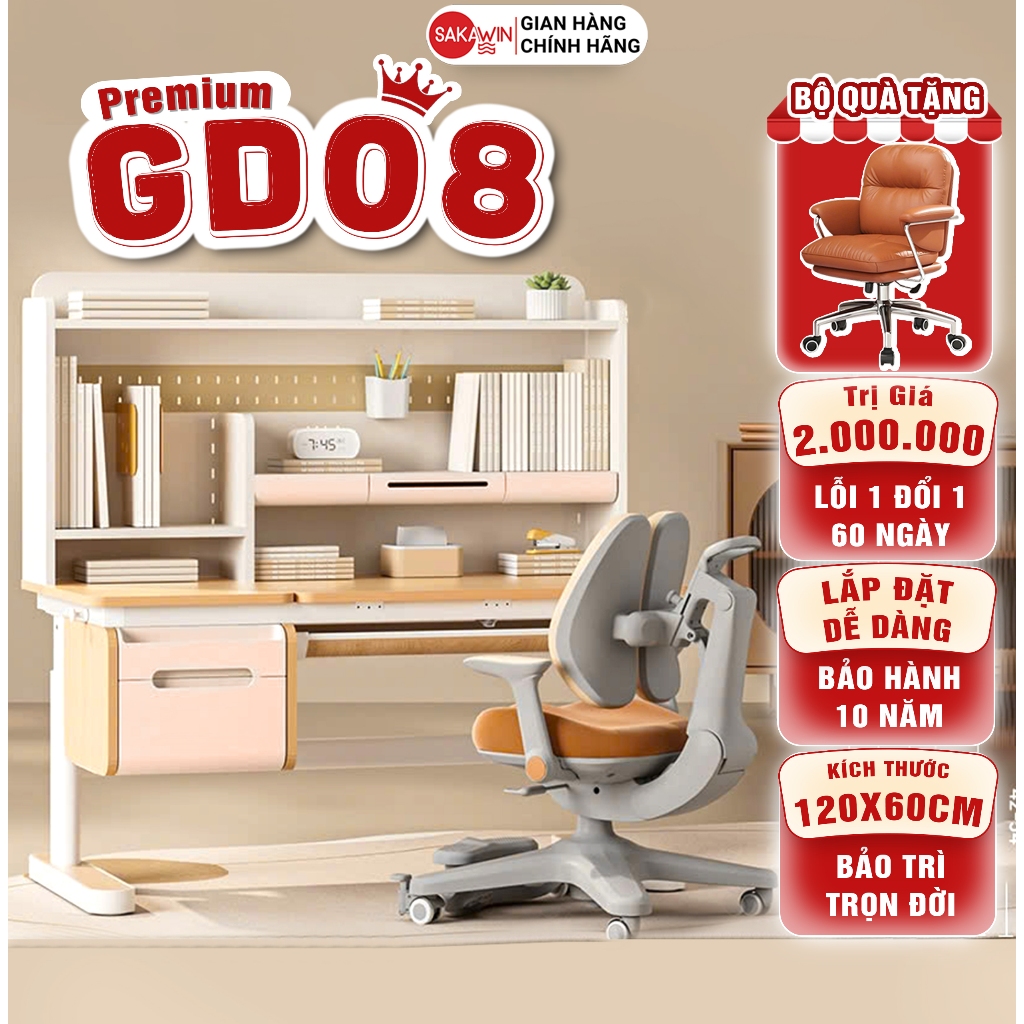 [Mẫu Mới 2026] Bộ bàn học cho bé cao cấp Sakawin Premium GD08 Bàn học sinh thông minh chống gù | BigBuy360 - bigbuy360.vn
