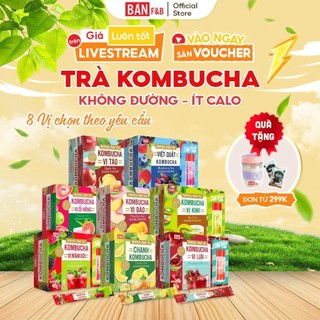  Combo 8 Vị Trà Kombucha Dạng Gói Bổ Sung 10 Tỷ Lợi Khuẩn Không Đường Healthy Tốt Cho Hệ Tiêu Hóa Không Calo 