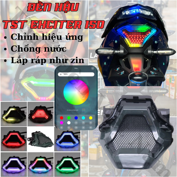 Đèn hậu TST audi Exciter 150, chỉnh màu qua app điện thoại