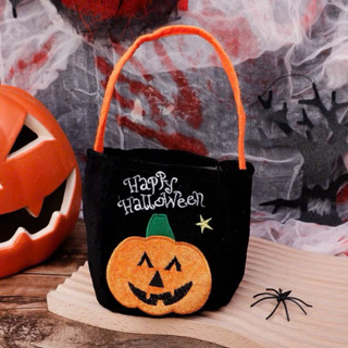  Túi phụ kiện hoá trang Halloween cho bé túi đựng kẹo thêu quả bí ngô hàng QC loại đẹp Đậu Kids 