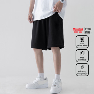  Quần Short thun Đùi TRƠN màu unisex MONSTER X STREET Basic nam nữ thể thao oversize Hàn Quốc Ulzzang 