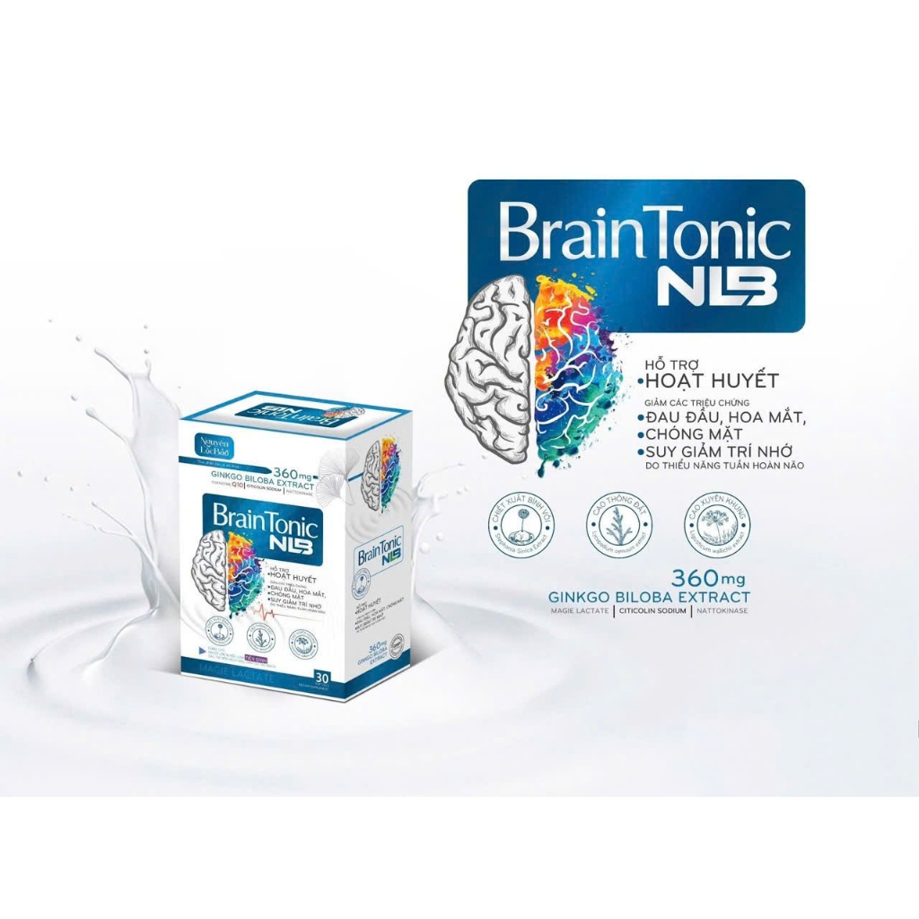 Viên bổ não BRAIN TONIC -hỗ trợ người mất ngủ , tạo giấc ngủ ngon , giảm đau đầu chóng mặt [30 viên]