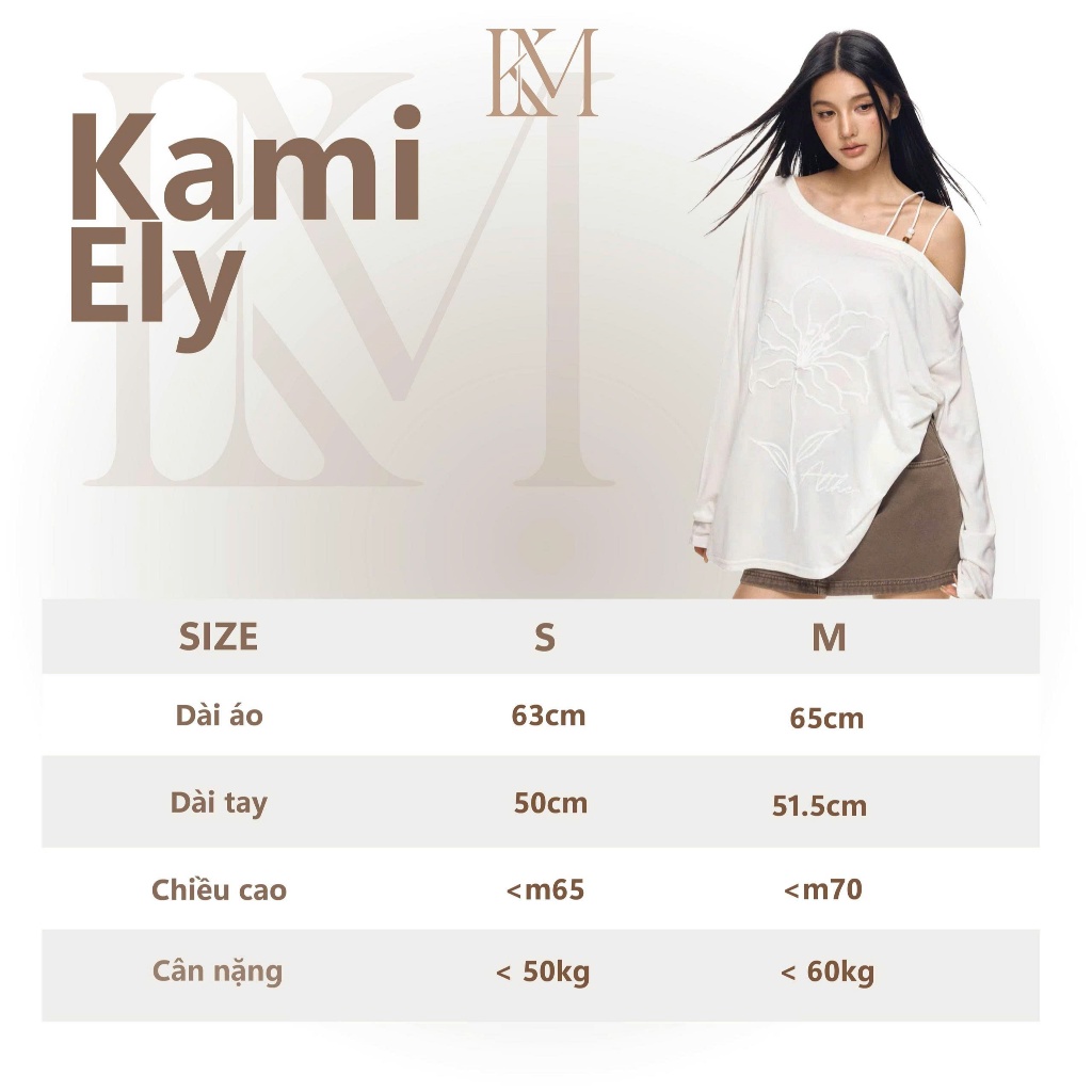 Áo thun nữ dài tay dáng rộng trễ vai hình in hoa dễ thương - AT03 | BigBuy360 - bigbuy360.vn