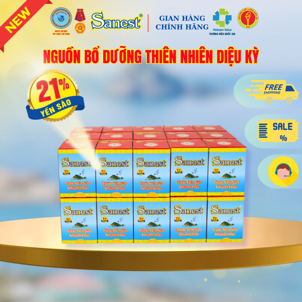   NEW   Combo 30 lọ  Nước Yến sào Khánh Hòa Sanest 21% - Không đường 