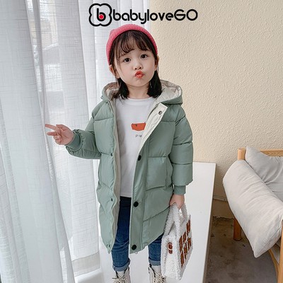 Áo khoác phao bé gái BabyloveGO, áo khoác chần bông dáng dài trùm gối siêu nhẹ, siêu ấm, có mũ rộng cản gió AKP02