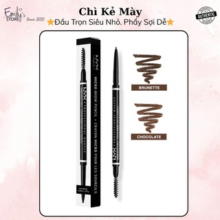 Kẻ mày nyx micro brow pencil. chì kẻ mày đầu nhỏ 1mm. phẩy sợi chân mày. chì mày màu nâu