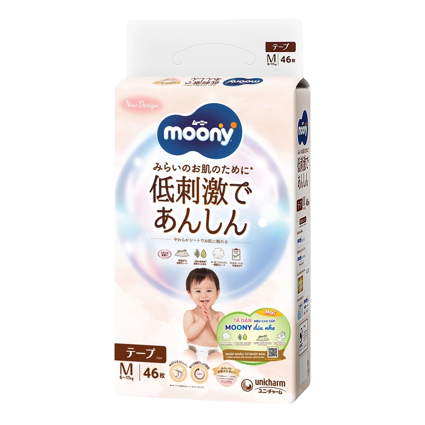 Bỉm - Tã dán/ quần Moony Natural đầy đủ size cho bé - Chính hãng