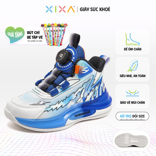 Giày bóng rổ bé trai indoor XIXA HOBIBEAR AS7980 Blue vải mesh thoáng khi siêu nhẹ, đế Eva chống trượt