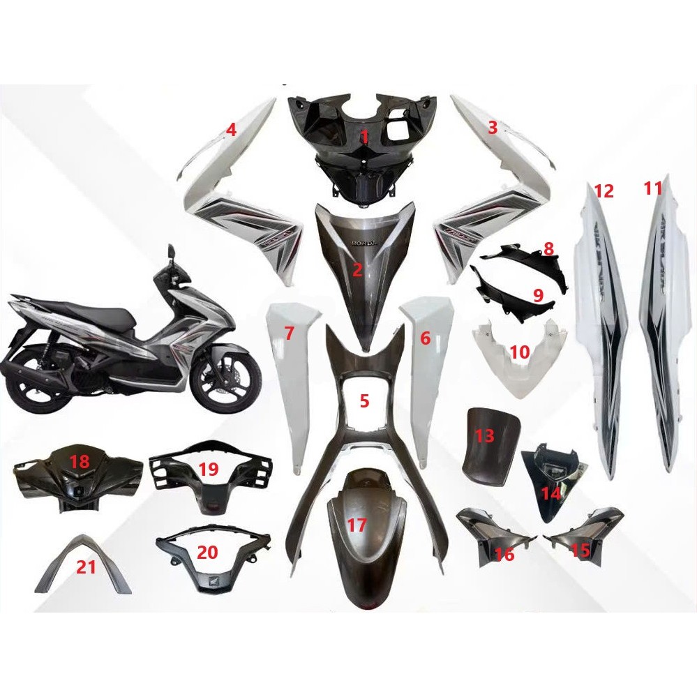 dàn áo ab air blade 125 2013 2014 màu TRẮNG TEM XÁM ( bán lẻ từng món )