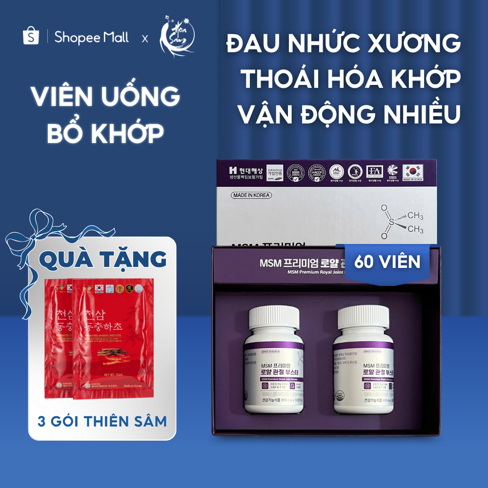 Viên uống bổ khớp MSM hỗ trợ xương, tái tạo sụn khớp Premium Royal Joint Booster HANMI 60 viên