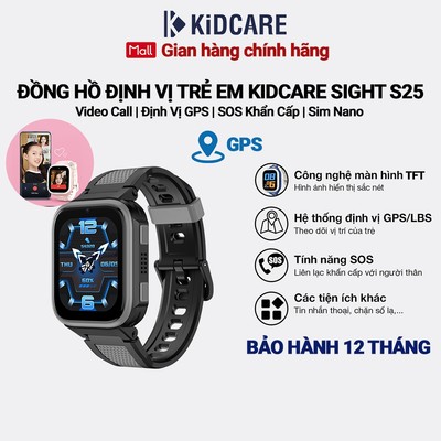 Đồng hồ định vị trẻ em Kidcare Sight S25 gọi video call | Định vị GPS | Quan sát từ xa - Màu đen