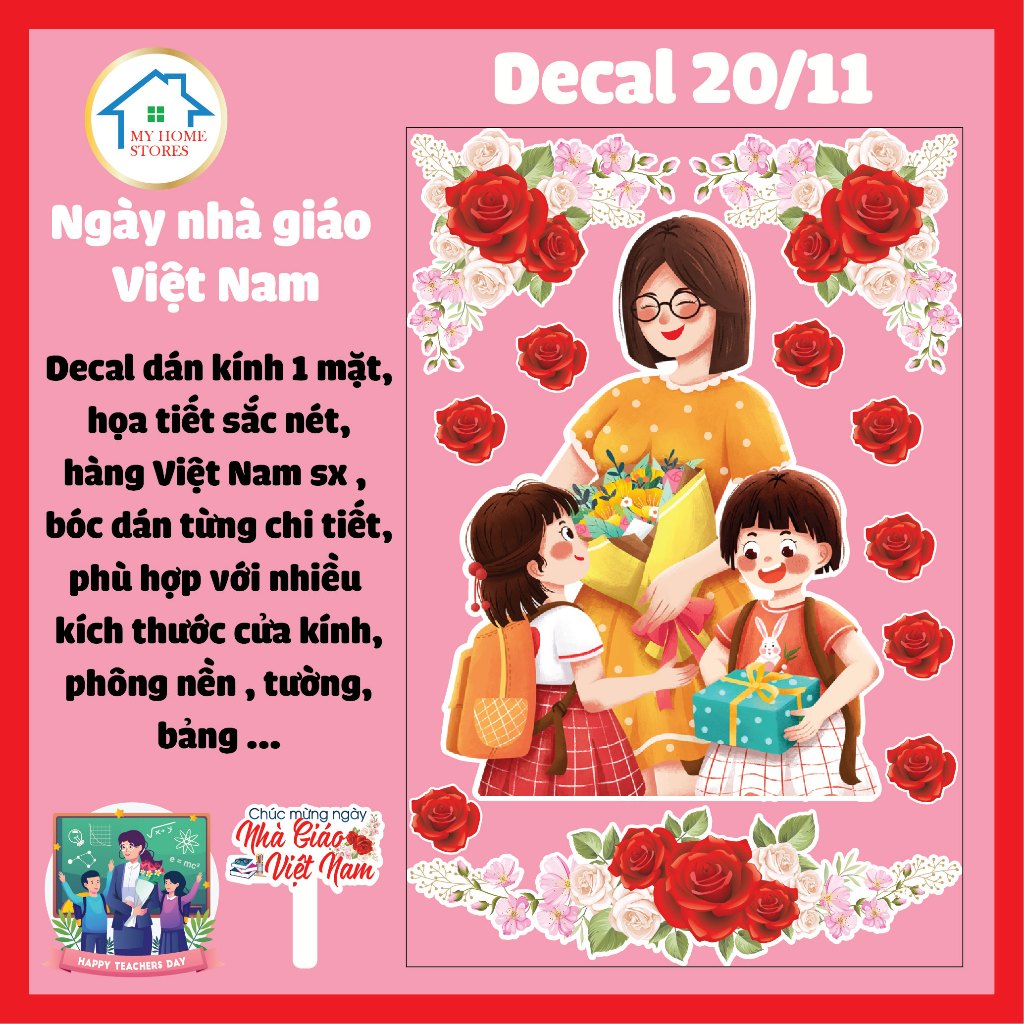 [sticker ] Decal dán trang trí 20/11 ngày nhà giáo việt nam, sticker dán trang trí 20/11, hình dán t
