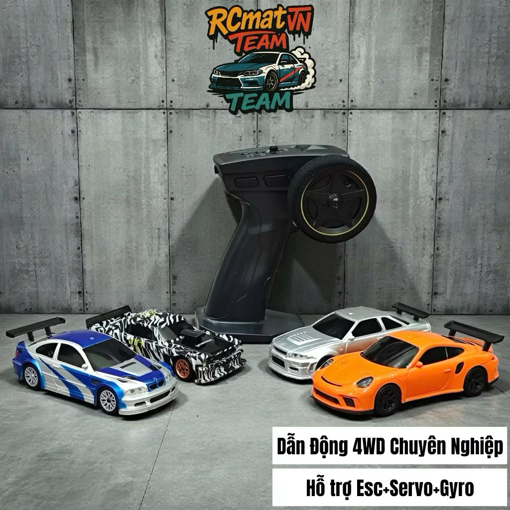 Xe Điều Khiển Từ Xa Tốc Độ Cao Mini RC Drift 1:43 4WD, có điều tốc , servo , gryo