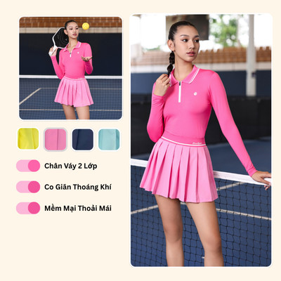 Chân Váy Xếp Ly 2 Lớp Livan LV25S04F712 Chơi Golf, Tennis, Pickleball