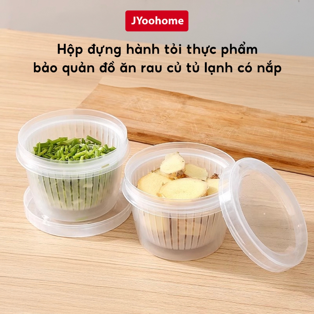 Hộp đựng hành tỏi 2 lớp chống ẩm ngăn mùi tủ lạnh JYoohome Hộp bảo quản thực phẩm tươi mới hiệu quả