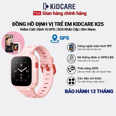 [MỚI RA MẮT] Đồng hồ định vị trẻ em Kidcare K25 gọi video call | Định vị GPS - Màu hồng