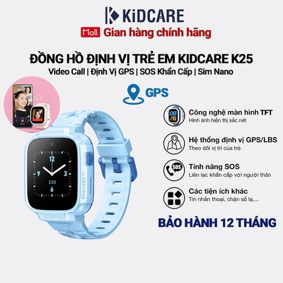 [MỚI RA MẮT] Đồng hồ định vị trẻ em Kidcare K25 gọi video call | Định vị GPS - Màu xanh