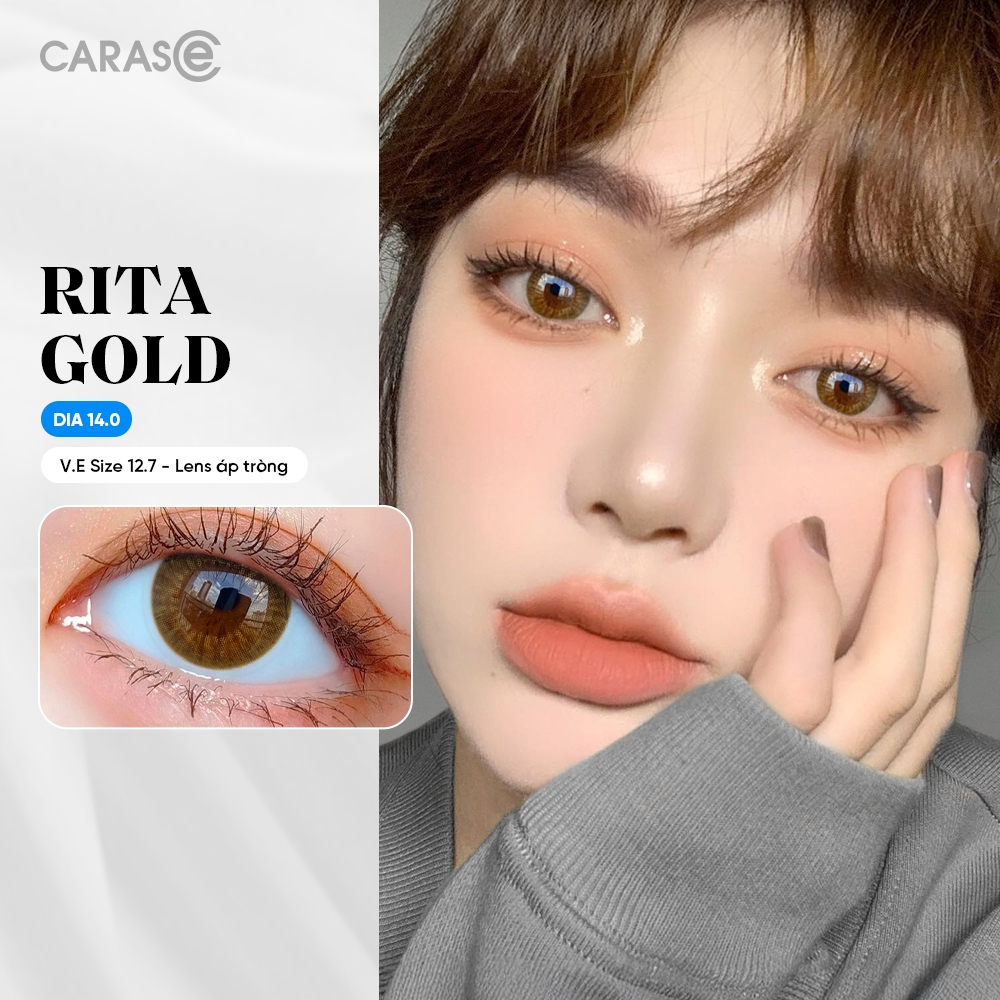 [1 chiếc] Kính áp tròng khoá ẩm 1 Ngày Màu Nâu Vàng CARASE, Lens RITA GOLD