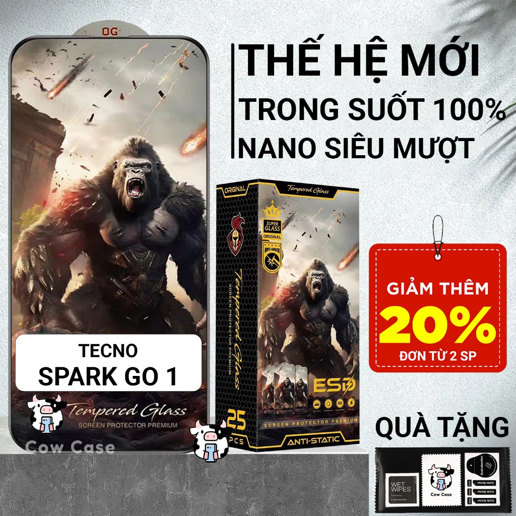 Cường lực Tecno Spark Go 1 Cowcase chiến binh full màn | Miếng kính dán bảo vệ màn hình cho Tecno | BigBuy360 - bigbuy360.vn