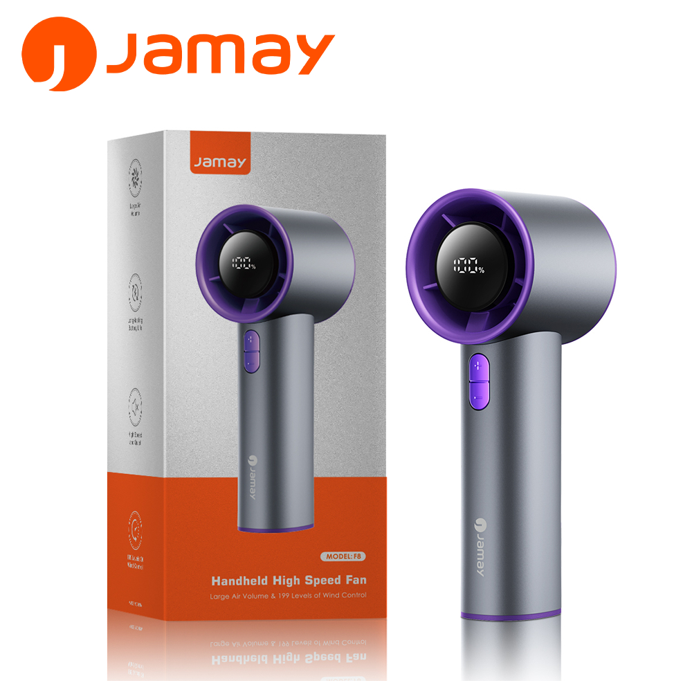JAMAY Quạt cầm tay tốc độ cao có dây đeo	199 cấp độ gió siêu mạnh màn hình kỹ thuật số 8000mah có thể sạc lại F8 | BigBuy360 - bigbuy360.vn
