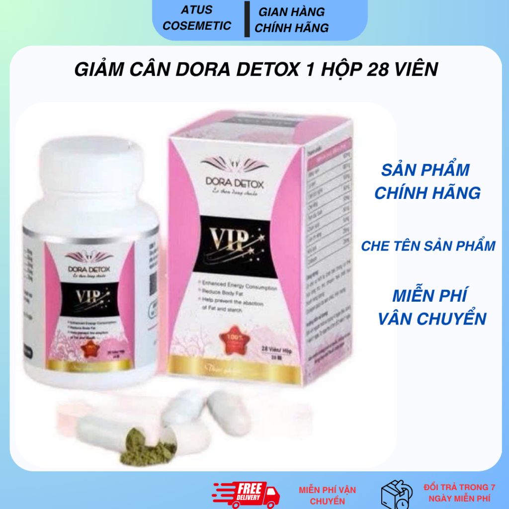 Viên uống Dora detox  vip x2chộp 28 viên hỗ trợ giảm cân an toàn