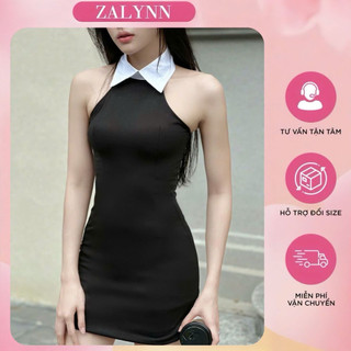 Váy yếm form ôm body cổ sơ mi nữ sang chảnh gợi cảm phù hợp mặc đi chơi dự tiệc V01 ZALYNN