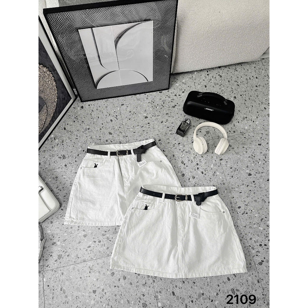 Chân Váy Kaki Jean Nữ  Bigsize Thêu Thỏ Form A Lưng Cao Có Quần Trong Bảo Hộ Ms2109 | BigBuy360 - bigbuy360.vn