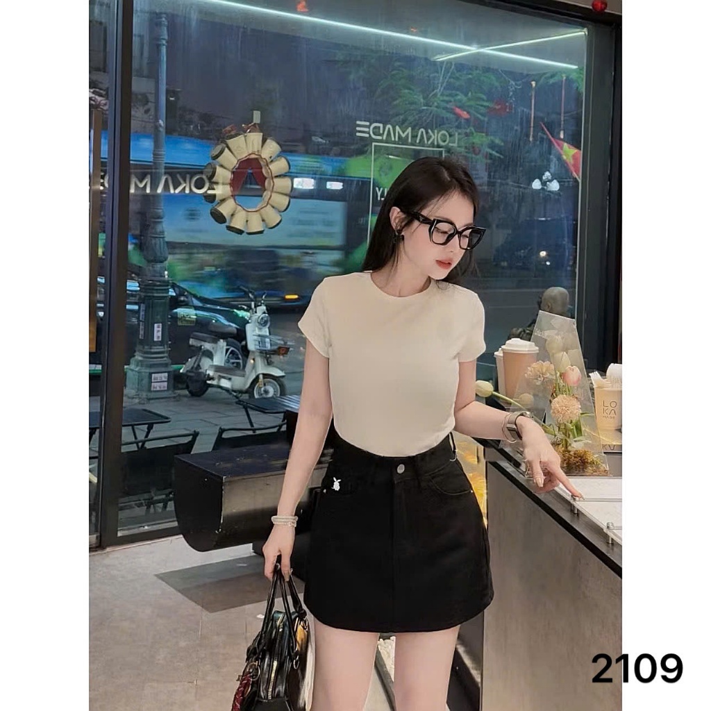 Chân Váy Kaki Jean Nữ  Bigsize Thêu Thỏ Form A Lưng Cao Có Quần Trong Bảo Hộ Ms2109 | BigBuy360 - bigbuy360.vn