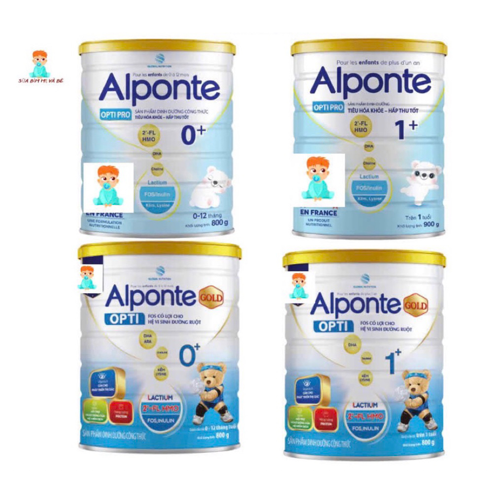 Sữa bột Alponte Optipro 0+ 400g và 0+ 800g 1+ 800g, Sữa bột Alponte Opti Gold 0+ 800g 1+ 800g