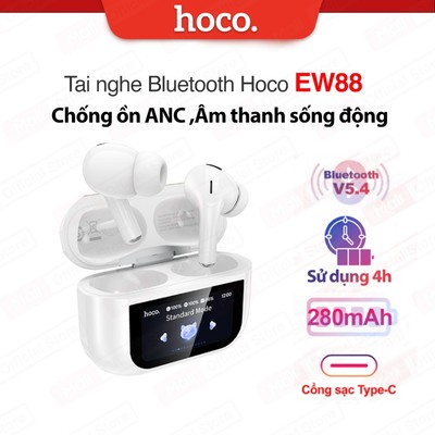 Tai nghe Bluetooth V5.4 Hoco EW88 Màn hình hiển thị pin, sạc nhanh tiện lợi sử dụng đến 4h, dung lượng pin 280mAh