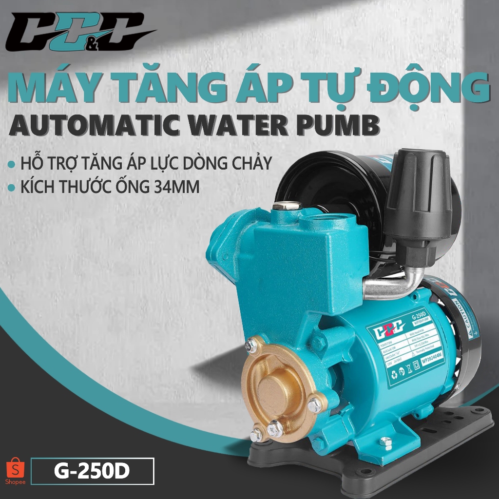 Máy bơm tăng áp, cao áp GGG - G250D 750W, đóng ngắt tự động, thương hiệu Thái Lan, máy chính hãng Bả