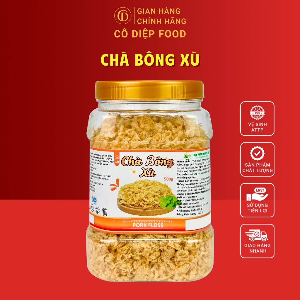 Chà Bông Xù Loại 1 - Lon 250Gram/Hũ 500Gram (Đầy Đủ Hồ Sơ Công Bố & Kiểm Nghiệm Sản Phẩm)
