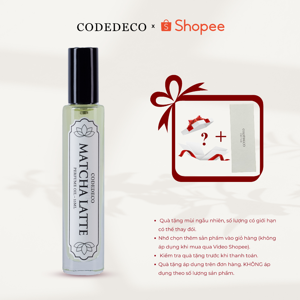 Tinh dầu nước hoa unisex CODEDECO Matcha Latte 15ml dạng xịt - Ngọt ngào, Sang trọng, Tươi mới | BigBuy360 - bigbuy360.vn