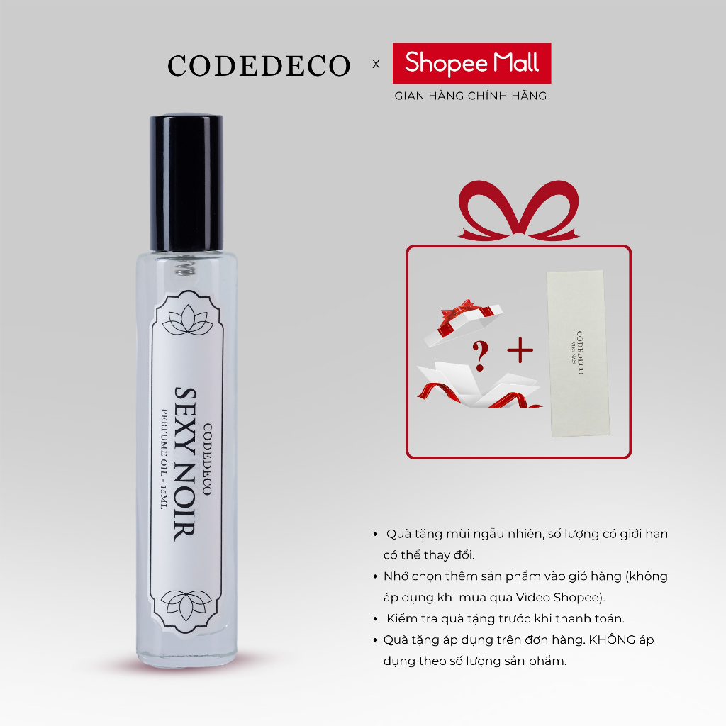 Tinh dầu thơm unisex CODEDECO Sexy Noir 15ml dạng xịt - Bí ẩn, Quyến rũ | BigBuy360 - bigbuy360.vn