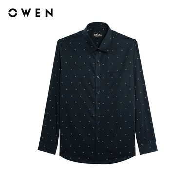 Owen - Áo sơ mi dài tay Regular Fit AR255018DT màu Xanh tím than chất liệu Bamboo poly