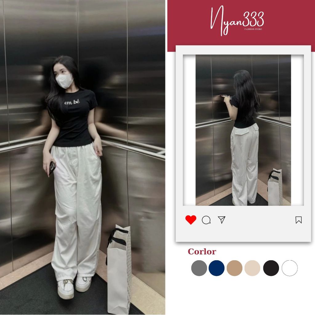 Quần kaki ống rộng unisex BIGSIZE 100kg, quần dài form rộng phù hợp cả nam nữ 45-100kg - Nyan333 - B