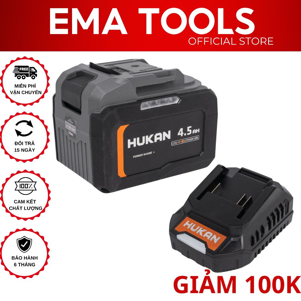 Pin HUKAN 10 Cell,15 Cell vỏ Xám - Dòng xả cao 10C - 15C, Dùng cho máy khoan, mài, vít chân phổ thôn