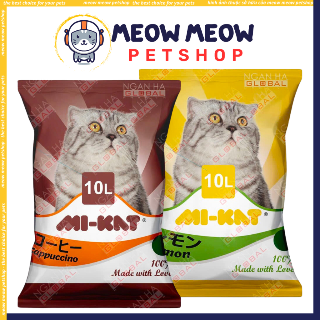 Cát vệ sinh cho mèo MIKAT 10L. Cát mèo Suncat, nhật đen, Tfor vón tốt, khử mùi tốt (Ship nhanh TPHCM) | BAO BÌ MỚI.