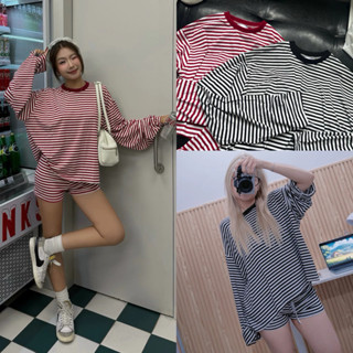  Áo Thun Nam Nữ Tay Dài Sọc Ngang Thun Mịn Mát Bo Cổ Form Rộng Tay To Vải Cotton Nhiều Màu 