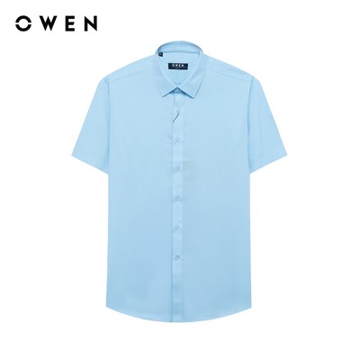 Owen - Áo sơ mi ngắn tay Slim Fit AS255007N màu Xanh chất liệu Spandex