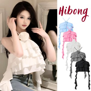  Áo Croptop YẾM TẦNG ĐÍNH HOA HỒNG Thun Lụa CR61 Áo Thun Nữ 2 Dây Sexy Thắt Phối Tua Rua HIBONG 