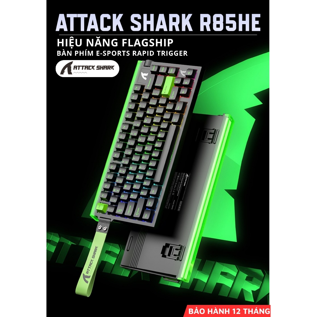 Bàn Phím Cơ Từ Tính Attack Shark R85HE - 8KHz, 256K Scan, RGB Neon, Trục Từ Tím, Giảm Ồn 5 Lớp | BigBuy360 - bigbuy360.vn
