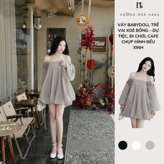  VÁY BABYDOLL TRỄ VAI XOÈ BỒNG – DỰ TIỆC ĐI CHƠI CAFE CHỤP HÌNH ĐỀU XINH 