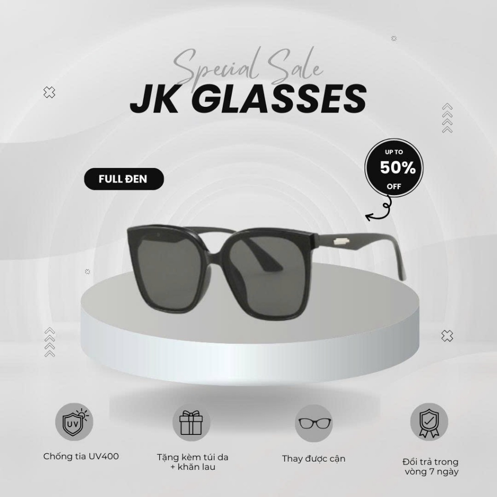 JK GLASSES KM-20 Kính mát chống tía cực tím UV400 thời trang nam nữ TR90