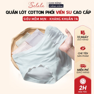  Quần lót nữ Cotton Bamboo Selala phối viền su siêu mềm mịn cao cấp kháng khuẩn 7A quần chíp cotton kháng khuẩn QC62 