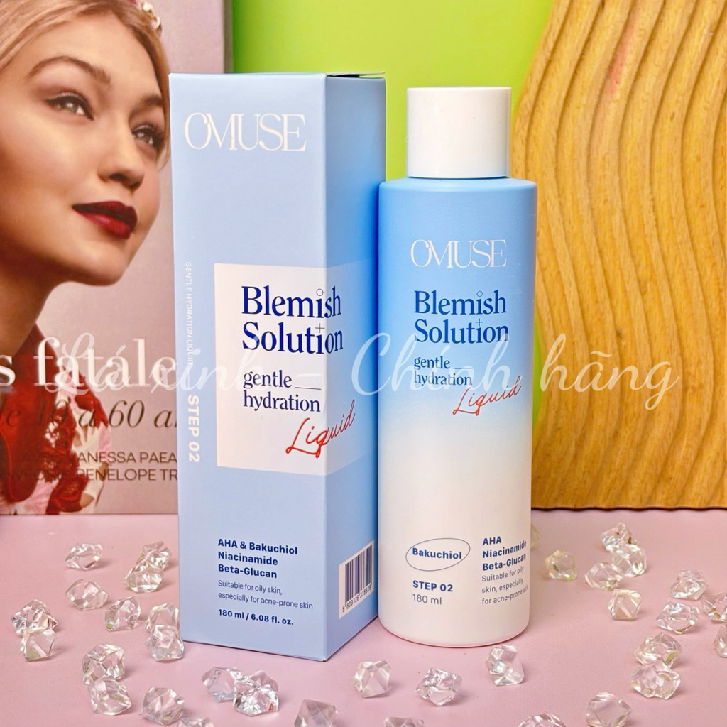 [DATE 09/26] Toner Cân Bằng Da OMUSE 180ml – AHA, Bakuchiol, Niacinamide, Beta-Glucan Cấp Ẩm & Kiềm 