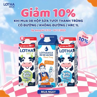  Combo 8 Sữa tươi thanh trùng Lothamilk hộp 1L 