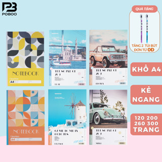 Vở A4 Kẻ Ngang 200/260/300 Trang Sổ Giáo Án 70gsm Bìa Chống Nước Ghi Chép Cho Học Sinh