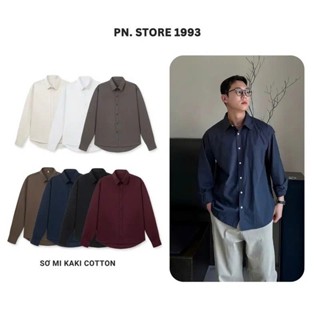  Áo sơ mi cổ đức dài tay PN.Store1993 Áo sơ mi kaki cotton form regular mềm mịn Menswear Shirt 